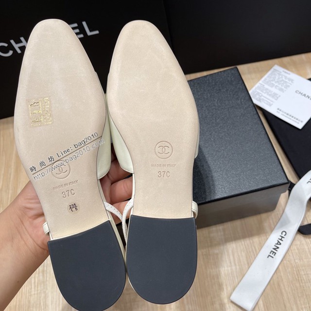 Chanel專櫃經典款女士涼鞋 香奈兒時尚sling back涼鞋平跟鞋6.5cm中跟鞋 dx2552